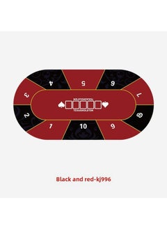 Round Texas Hold'em Rubber Mat Square Mahjong Table Mat Chess Game Mouse Mat Large Rubber Mat-Color:1800*900*2-Pattern:KJ996-black Red (oval)