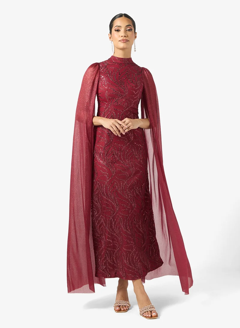 خزانة Shimmer Dress With Exaggerated Sleeves