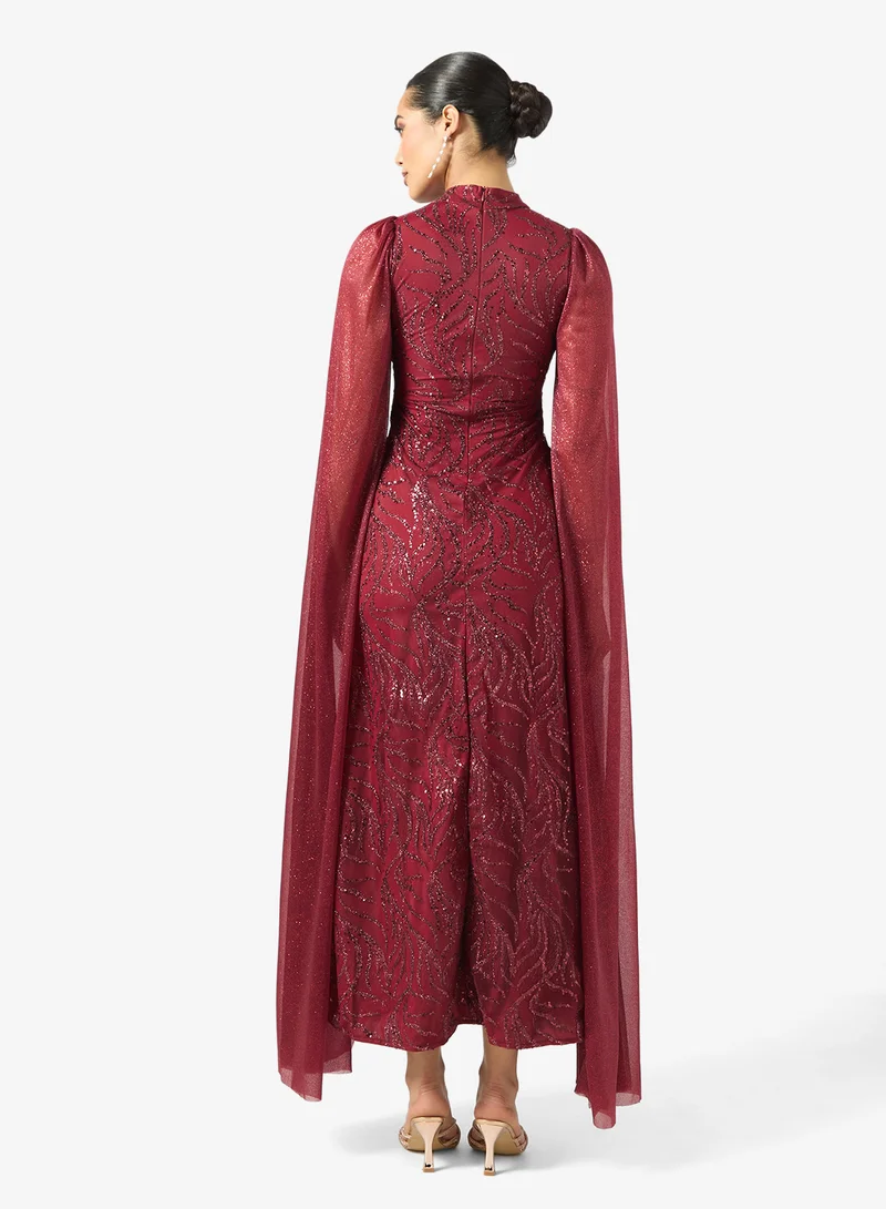 خزانة Shimmer Dress With Exaggerated Sleeves