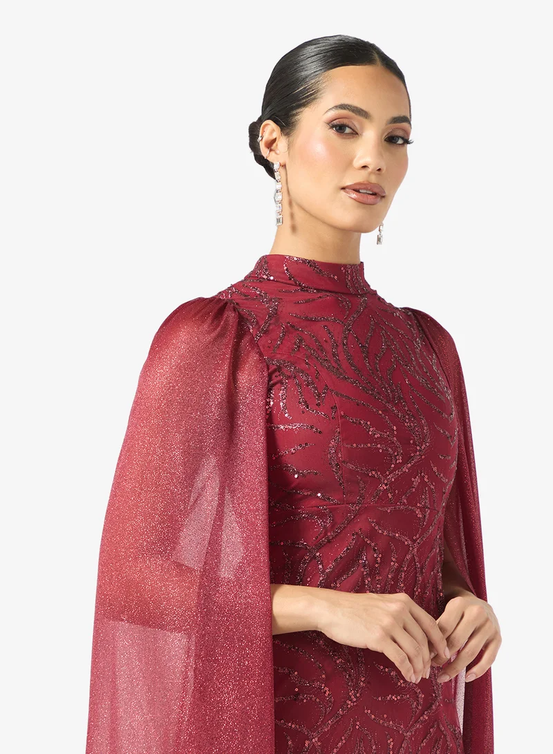 خزانة Shimmer Dress With Exaggerated Sleeves
