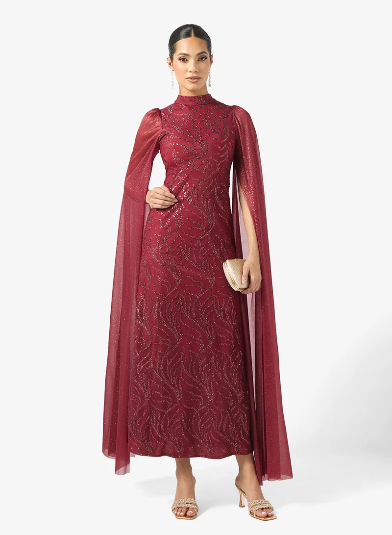 خزانة Shimmer Dress With Exaggerated Sleeves