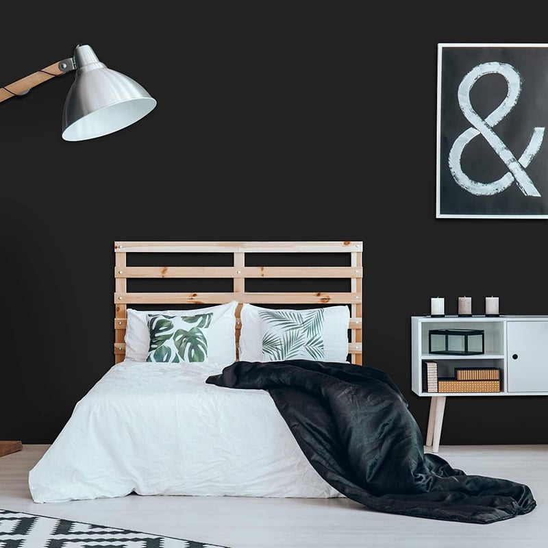 practicalws 15.7 inch x 590.5 inch Solid Color Black Wallpaper Self Adhesive Removeable Contact Paper for Home Decoration Easy to Install Peel and Stick Wallpaper - Image 2