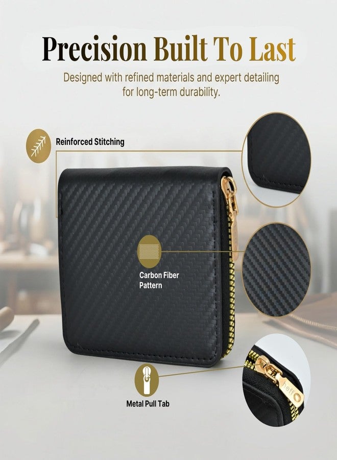 Heff Designer Carbon Fiber Textured Card Zipper Wallet, Unisex, 9 Slots 2 Currency Section (Carbon Black) - Image 3