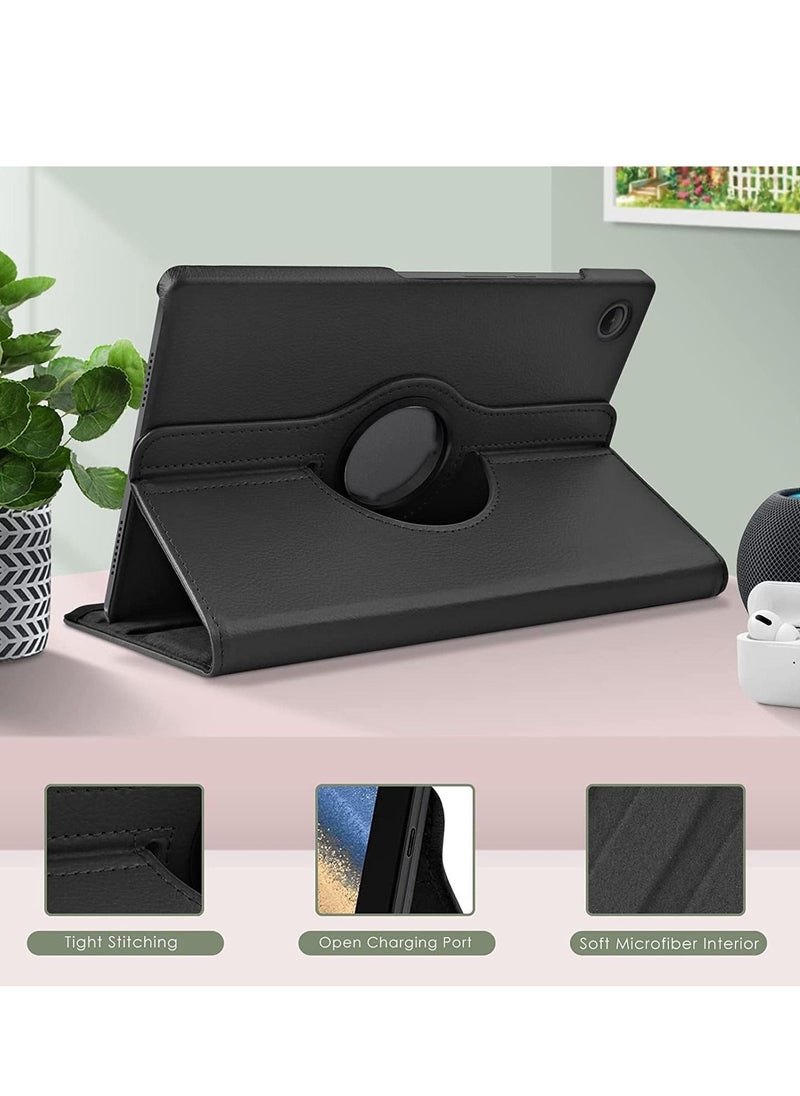 Case Compatible with Galaxy Tab A8 10.5" Case (SM-X200/X205/X207), Galaxy Tab A8 Case 10.5 inch,Auto Sleep/Wake 360° Rotating Stand Folio Leather Case for Tab A8 2022 (Black)