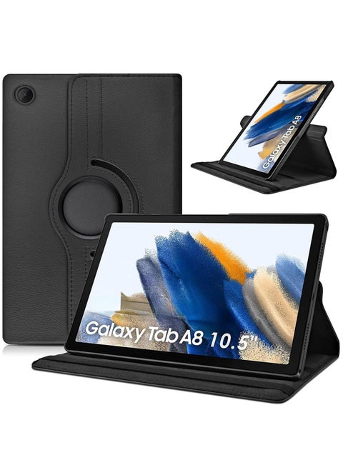 Case Compatible with Galaxy Tab A8 10.5" Case (SM-X200/X205/X207), Galaxy Tab A8 Case 10.5 inch,Auto Sleep/Wake 360° Rotating Stand Folio Leather Case for Tab A8 2022 (Black)