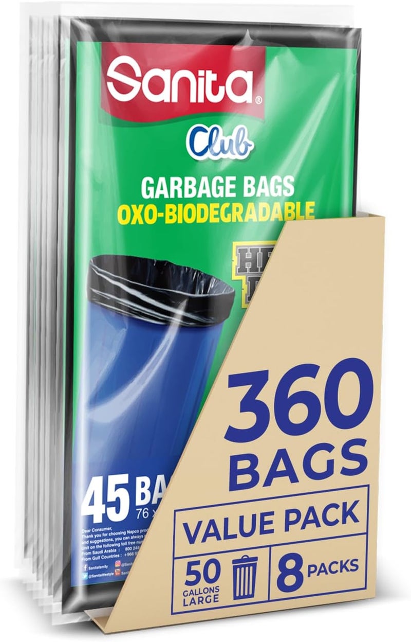 أكياس قمامة سانيتا كلوب سعة 50 جالون - عبوة قيمة 360 كيس