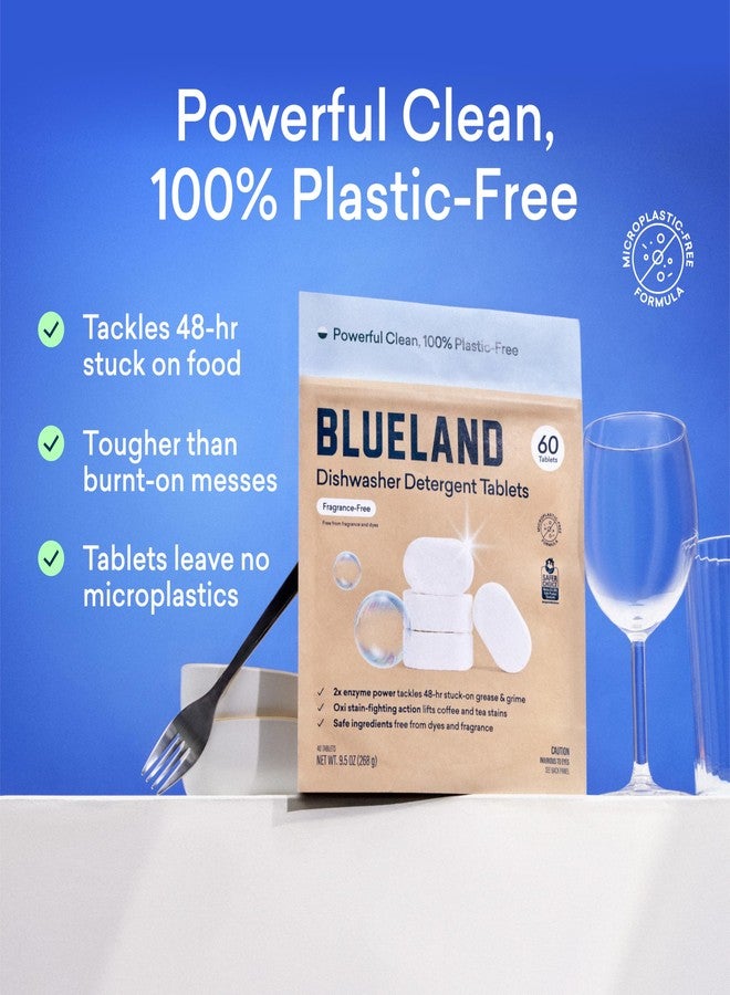 BLUELAND 100% Plastic-Free Dishwasher Detergent Tablets, 60 Count, Free & Clear, Eco-Friendly Dishwashing Pods, Natural, Sustainable - Image 2