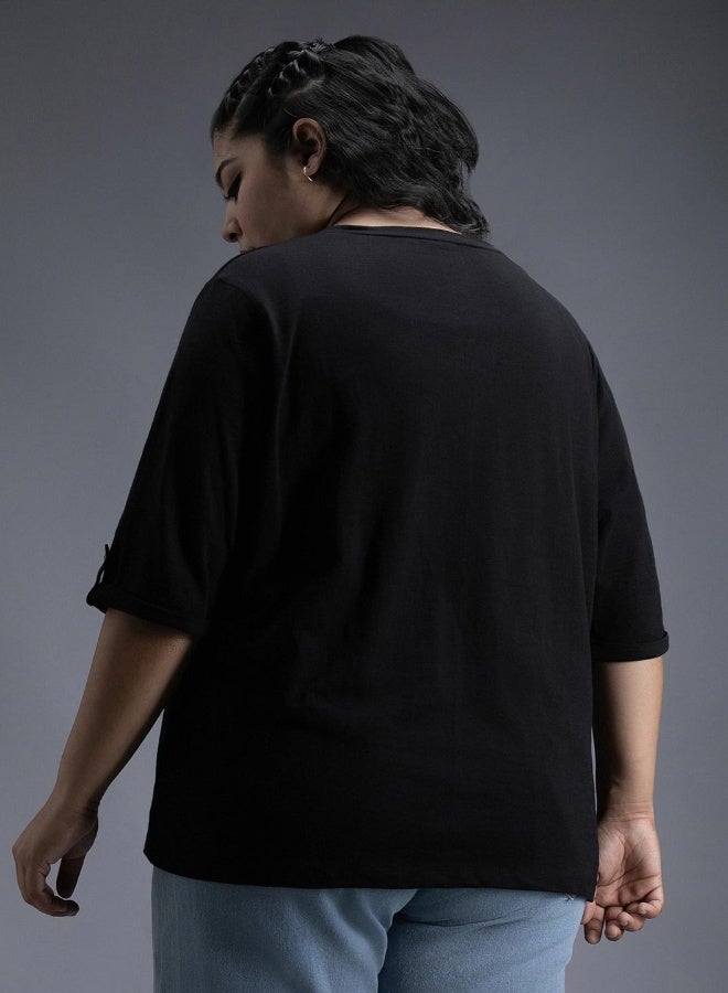 هاي ستار تيشيرت نسائي أسود بقصة عادية - كلاسيكي ومريح - Image 2