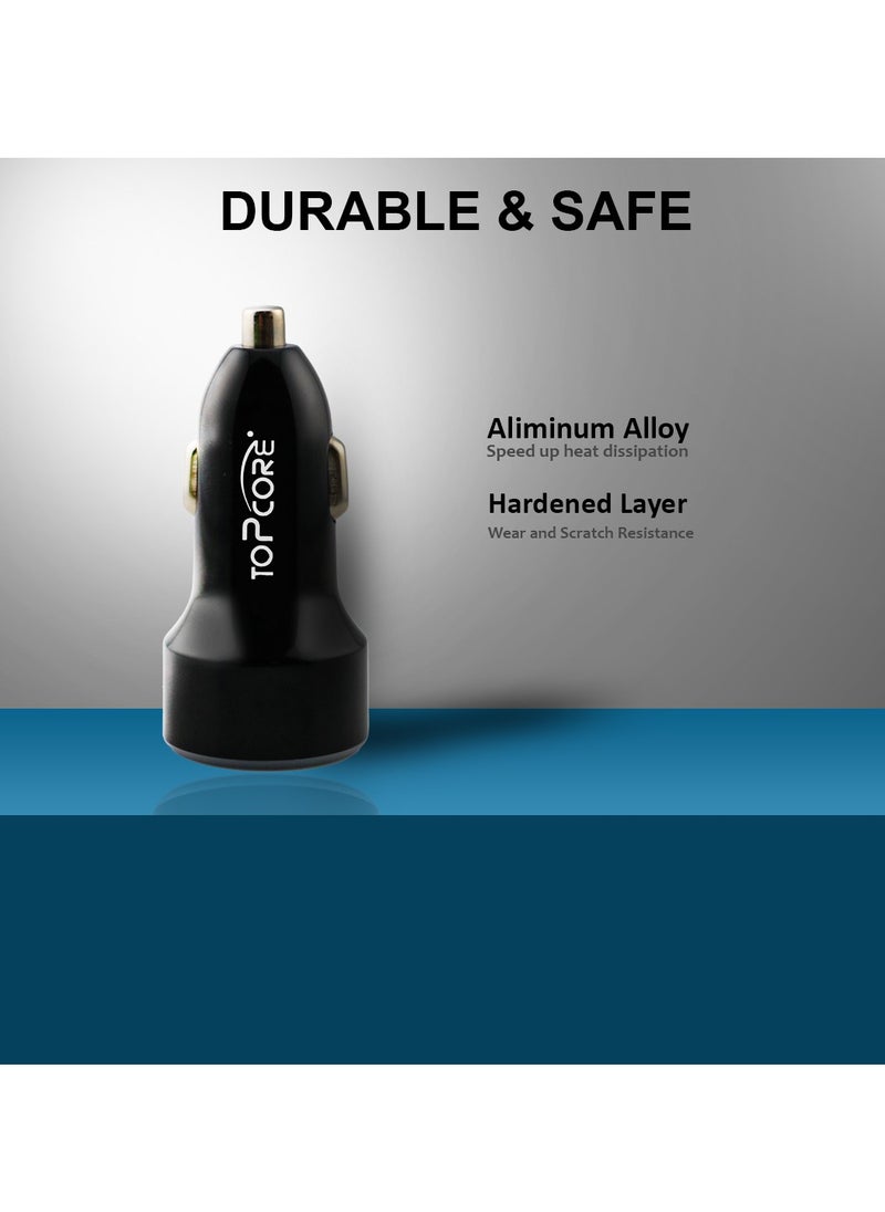 Topcore Car Charger Fast Charging Dual USB Car Plug Adapter Car Charger Type C Compatible with iPhone 15 Pro Max/15 Pro/15/14/13 Pro Max/12/11, iPad Pro/mini 6,Samsung S23/S22, Huawei Mate20,etc Black  - Image 3