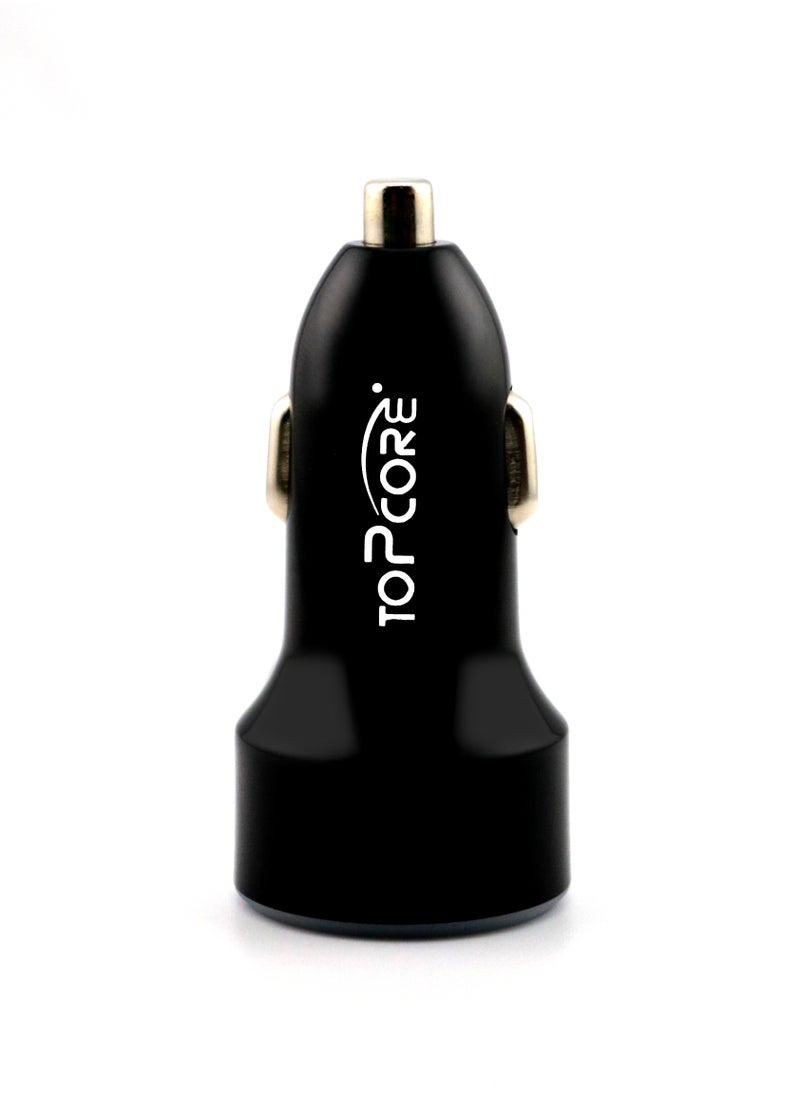 Topcore Car Charger Fast Charging Dual USB Car Plug Adapter Car Charger Type C Compatible with iPhone 15 Pro Max/15 Pro/15/14/13 Pro Max/12/11, iPad Pro/mini 6,Samsung S23/S22, Huawei Mate20,etc Black  - Image 2