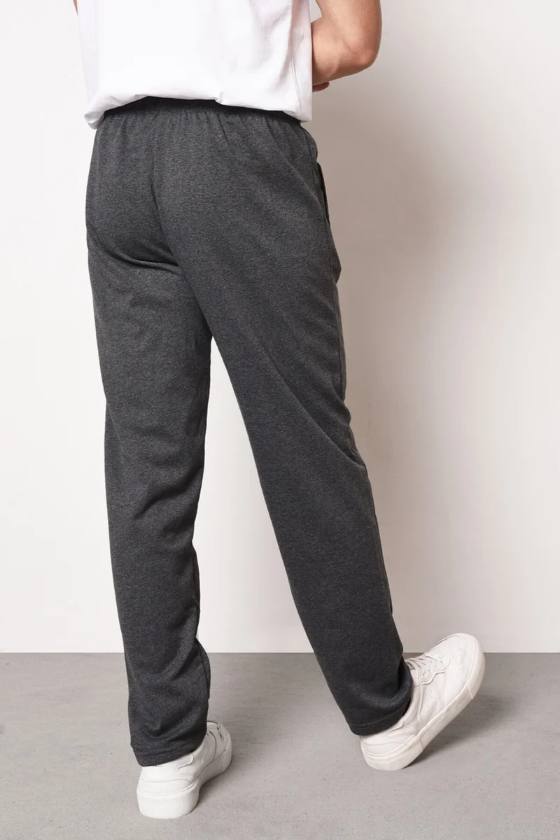 mmetalic Black-Anthracite Men's Zipper Pocket Embroidery Detailed Straight Leg Relaxed Cut 2-Pack Sweatpants
