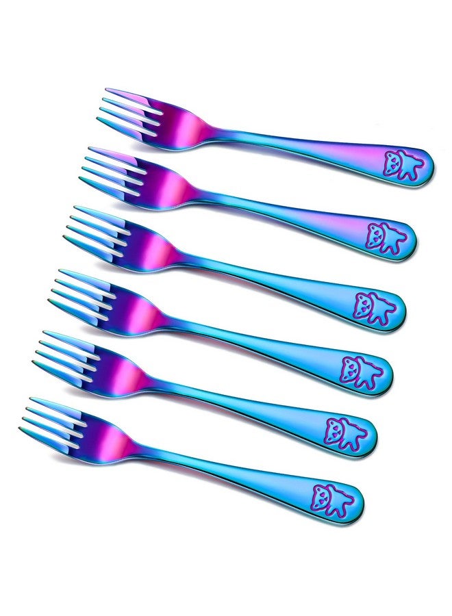 Minatee 6 Pieces Kids Forks Rainbow Kids Cutlery Set Safe Children Forks Stainless Steel Small Kid Metal Forks Self Feeding Children Silverware Forks Kids Utensil Set For Kids Home And Preschools - Image 1