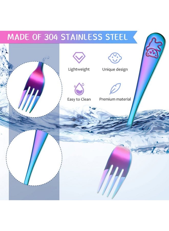 Minatee 6 Pieces Kids Forks Rainbow Kids Cutlery Set Safe Children Forks Stainless Steel Small Kid Metal Forks Self Feeding Children Silverware Forks Kids Utensil Set For Kids Home And Preschools - Image 3
