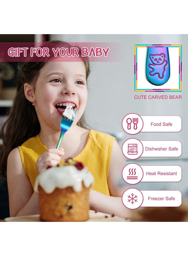 Minatee 6 Pieces Kids Forks Rainbow Kids Cutlery Set Safe Children Forks Stainless Steel Small Kid Metal Forks Self Feeding Children Silverware Forks Kids Utensil Set For Kids Home And Preschools - Image 4