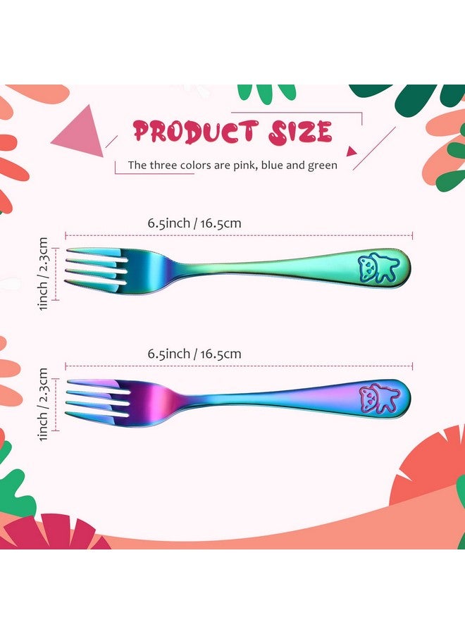Minatee 6 Pieces Kids Forks Rainbow Kids Cutlery Set Safe Children Forks Stainless Steel Small Kid Metal Forks Self Feeding Children Silverware Forks Kids Utensil Set For Kids Home And Preschools - Image 2