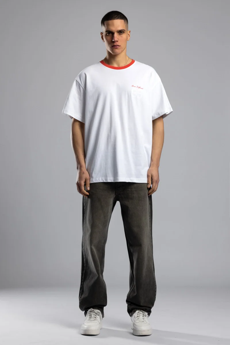 Catch Oversize Contrast Collar Printed T-shirt