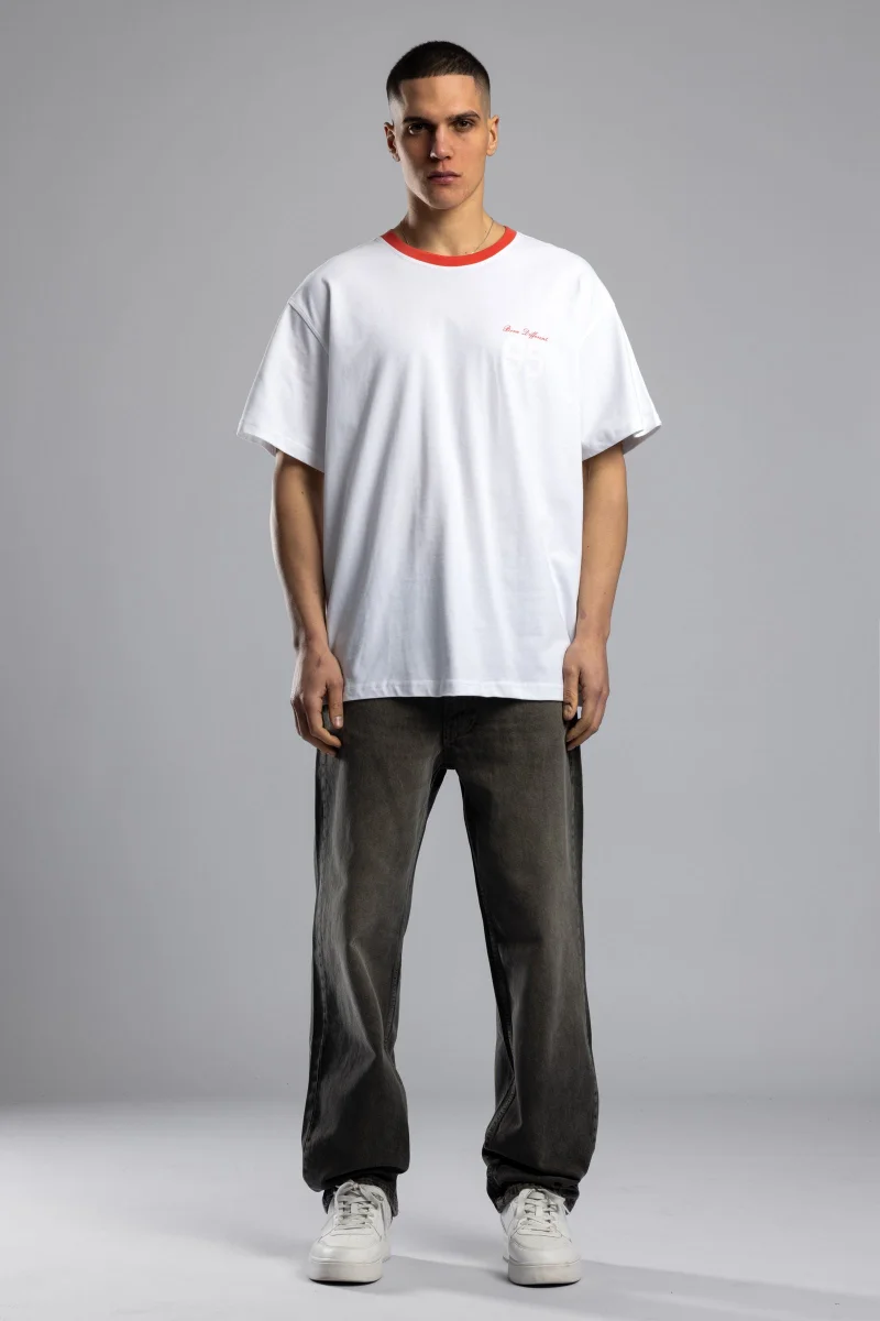 Catch Oversize Contrast Collar Printed T-shirt