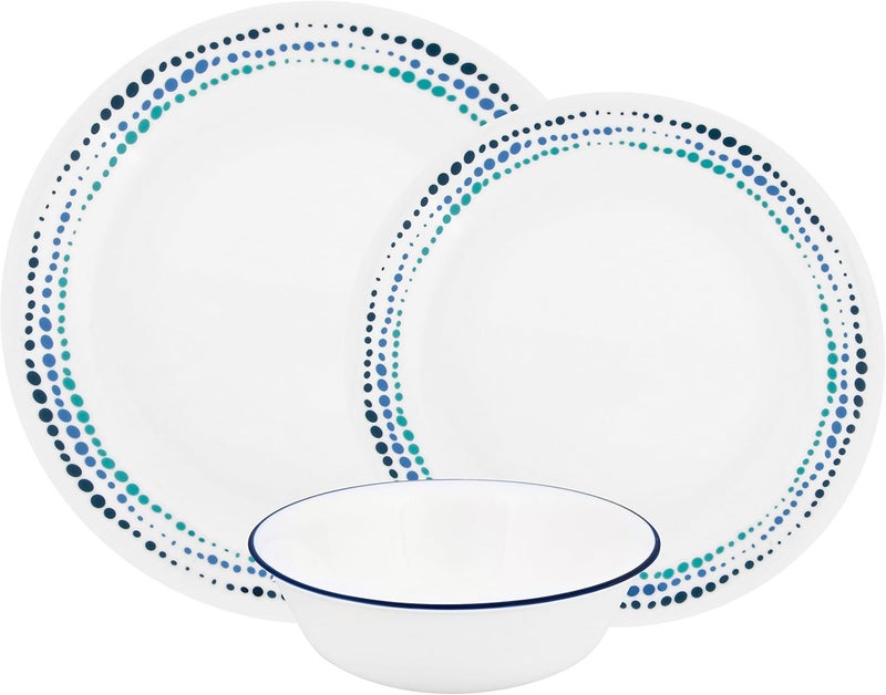 Corelle Ocean Blues Chip  Break Resistant 12pc Dinner Set Service for 4 2794 x 1238 x 2667 cm 12 Count - Image 1