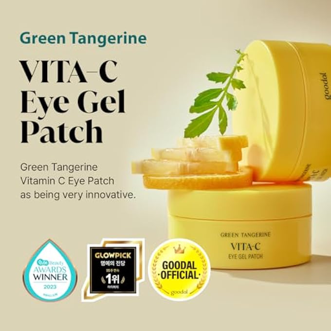 GOODAL Green Tangerine Vitamin C Eye Patches 60 Sheets Hydrating Gel Under Eye Masks for Tired Puffy Eyes, Korean Skincare, Glass Skin Look, Daily Self Care Essentials - Image 3