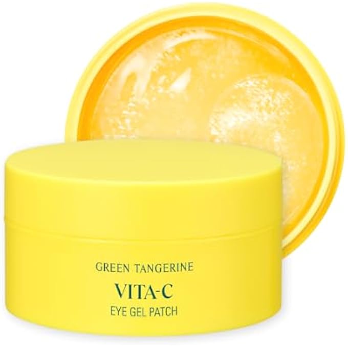 GOODAL Green Tangerine Vitamin C Eye Patches 60 Sheets Hydrating Gel Under Eye Masks for Tired Puffy Eyes, Korean Skincare, Glass Skin Look, Daily Self Care Essentials - Image 1