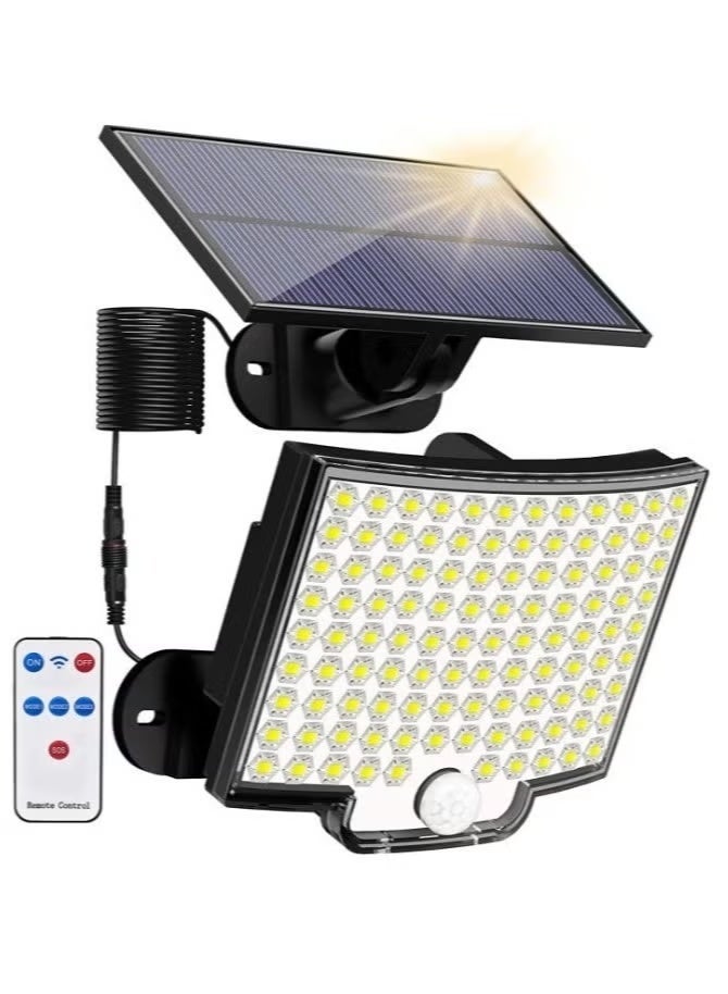 Bukela Solar Outdoor Lights Solar Panel, 3500LM LED Flood Lights with 16.4 Ft Cable, Remote Control Solar Motion Sensor Lights with 3 Modes, Solar Powered Security Lights for Outside Patio, Yard, Garage - Image 1