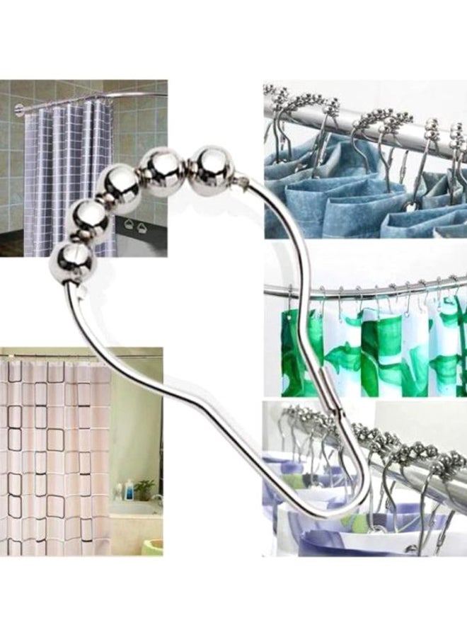 12-Piece Shower Curtain Rings Set Silver - Image 3