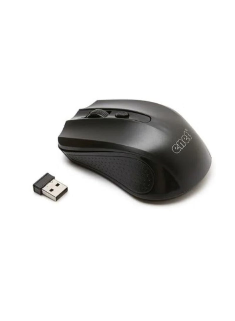 Enet Wireless Optical Mouse Computer Mouse For PC Laptop Wireless Mouse Black  - Image 1