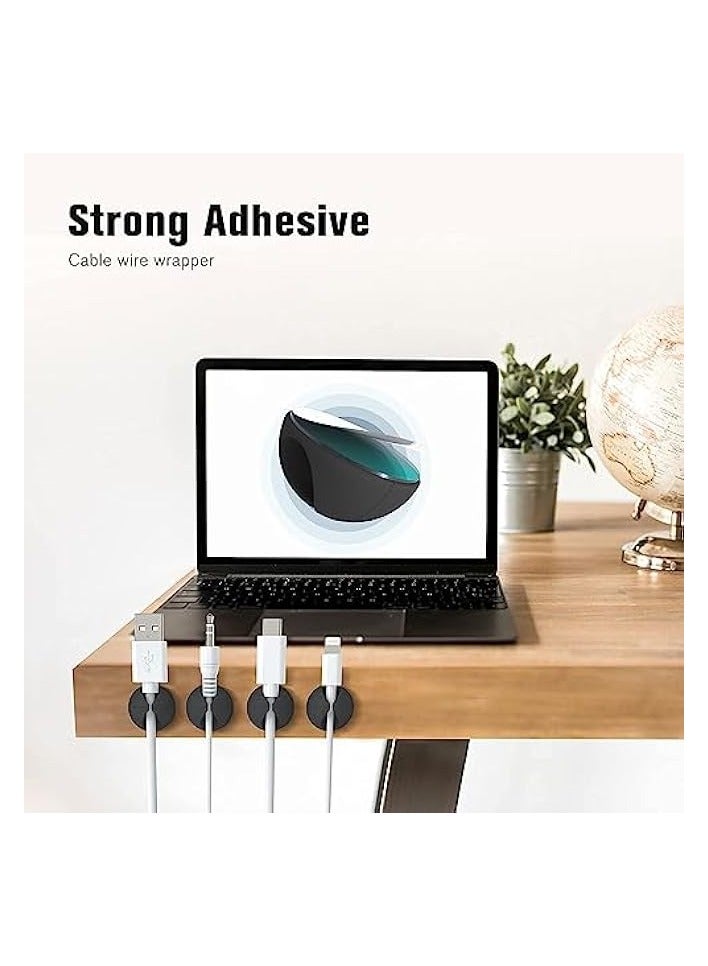 بروماس مشابك كابلات بروماس - 12 قطعة منظم سلك لاصق للمكتب، المنزل، المكتب، السيارة - مشابك حامل الأسلاك لإدارة الشاحن - حل حجرة منضدة سوداء - Image 2