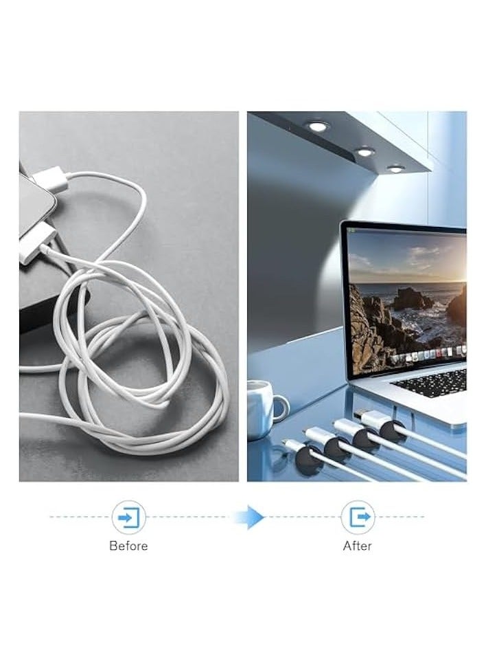 بروماس مشابك كابلات بروماس - 12 قطعة منظم سلك لاصق للمكتب، المنزل، المكتب، السيارة - مشابك حامل الأسلاك لإدارة الشاحن - حل حجرة منضدة سوداء - Image 3