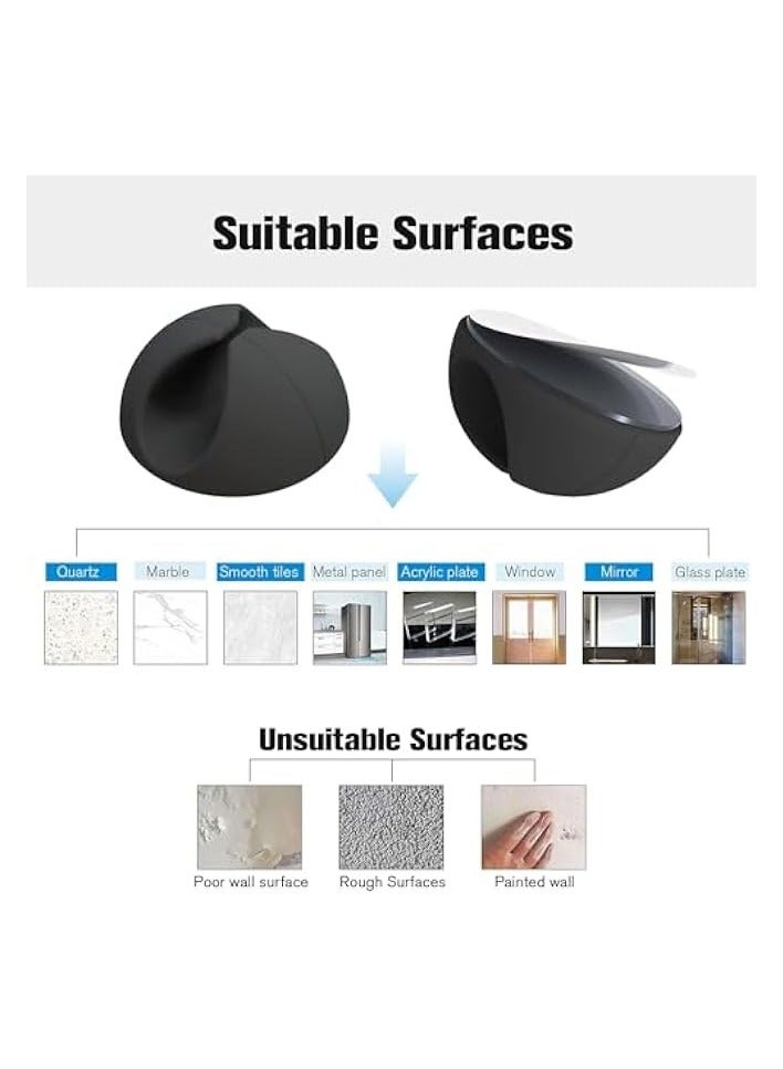 بروماس مشابك كابلات بروماس - 12 قطعة منظم سلك لاصق للمكتب، المنزل، المكتب، السيارة - مشابك حامل الأسلاك لإدارة الشاحن - حل حجرة منضدة سوداء - Image 4