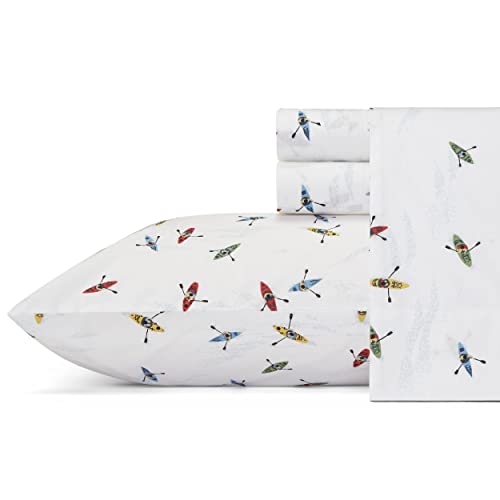Eddie Bauer - Queen Sheets, Cotton Percale Bedding Set, Crisp & Cool Home Decor (Kayaks, Queen) - Image 1