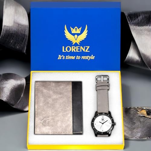 LORENZ Analog Silver Dial Watch & Grey Wallet Combo for Men- CM-3034WL-25 - Image 2