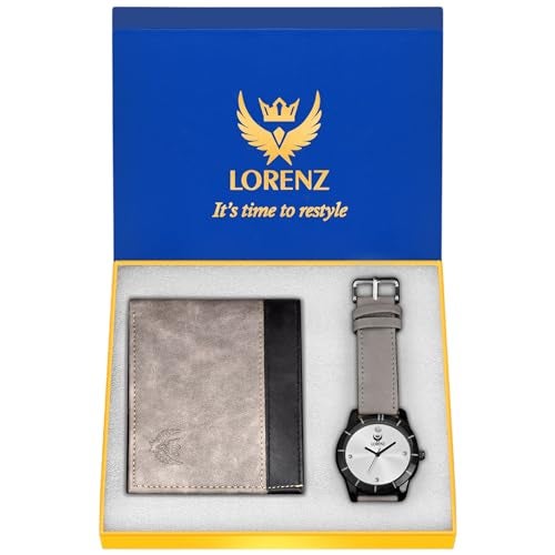LORENZ Analog Silver Dial Watch & Grey Wallet Combo for Men- CM-3034WL-25 - Image 1