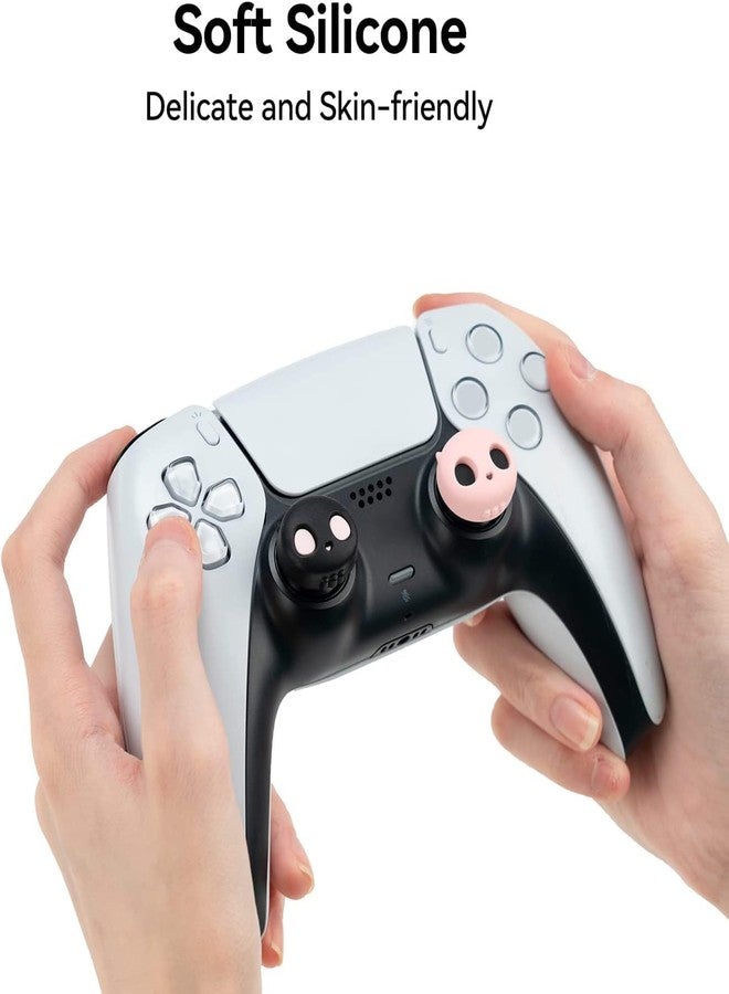 GeekShare Cute Thumb Grip Caps for PS5 Controller, Thumbsticks Cover Set Compatible with Switch Pro Controller and PS4 PS5 Controller, 4Pcs - Pink Skull - Image 3