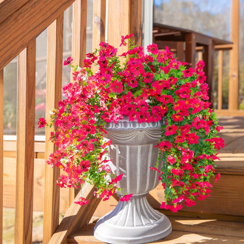 HyeFlora Artificial Flowers for Outdoors Fake Hanging Decoration, 2Pcs Hotpink Spring Decor, Realistic Plants, UV & Fading Resistant Silk Flower for Porch Patio Balcony Planter Yard - Image 5