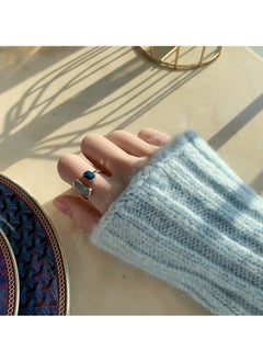 Generic Gold‑Tone Dual Stone Open Ring with White and Navy Resin Bars, Perfect for Weddings, Eid, Office, Casual & Evening Dates  - Image 2