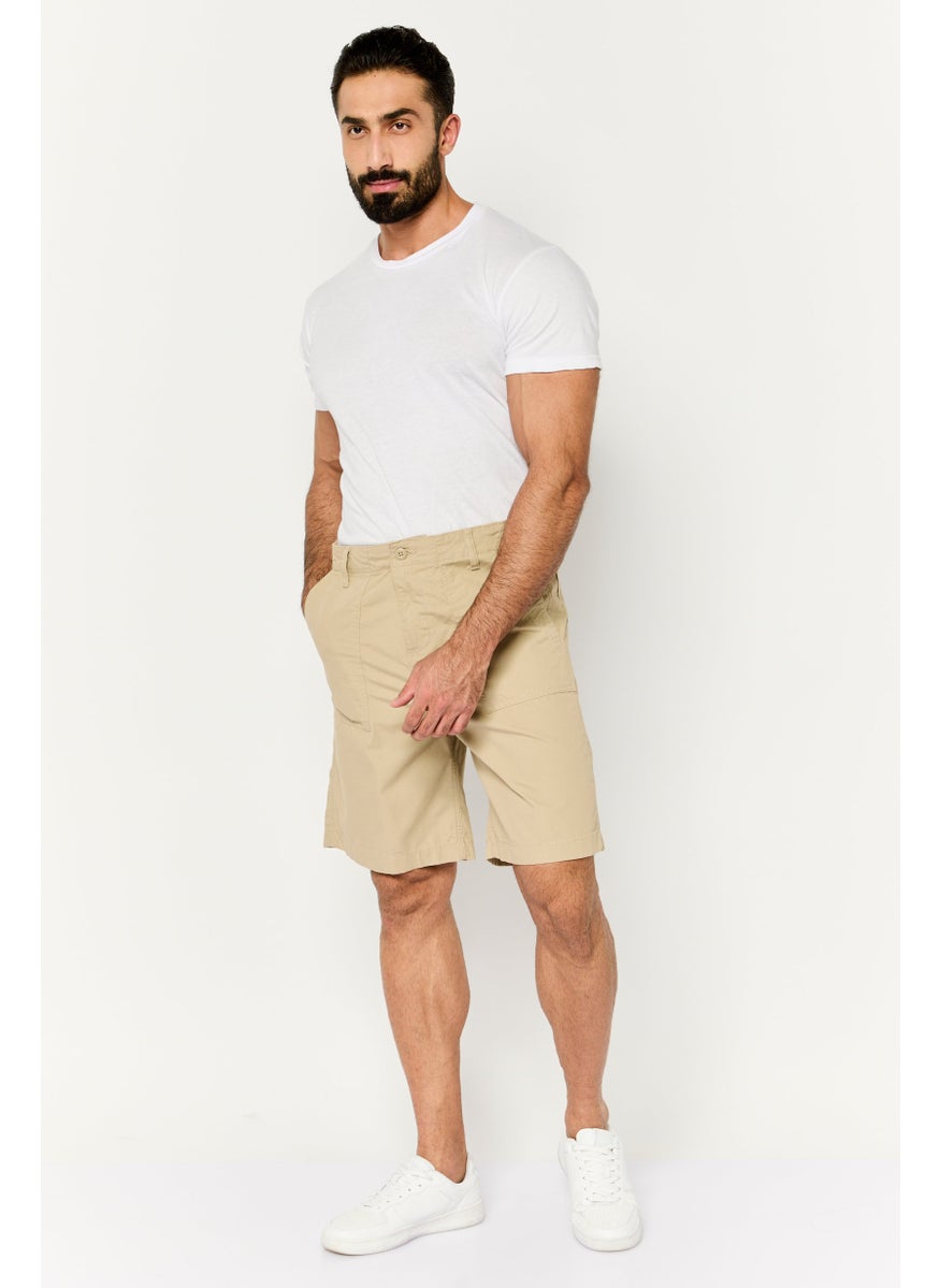 Jack Jones Men Solid Embroidered Logo Chino Short, Khaki  - Image 2