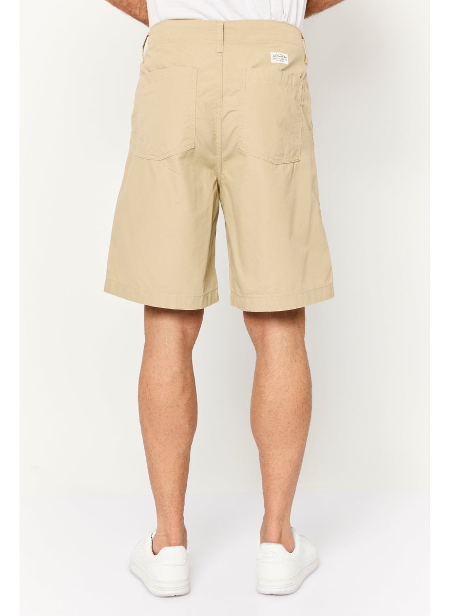 Jack Jones Men Solid Embroidered Logo Chino Short, Khaki  - Image 4