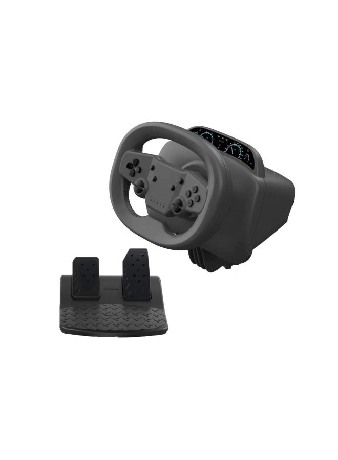 DOYO Wireless Bluetooth Game Steering Wheel Mario Switch Game Racing Steering Wheel-Product Color:Black With Pedals  - Image 1