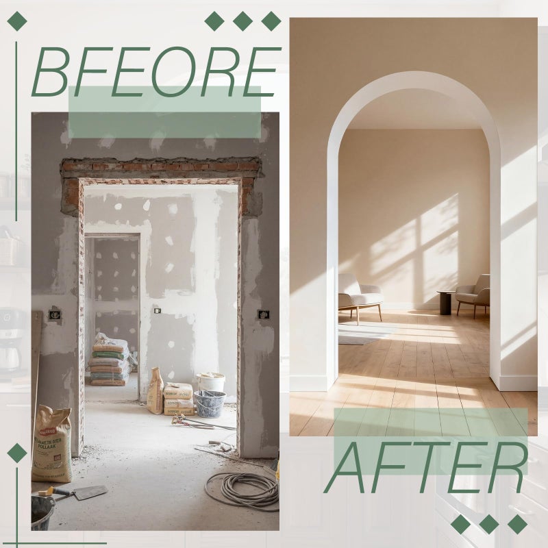 Nuanchu 2 Pcs Rounded Doorway Arch Kit 3D DIY Interior Doorway Precurved Drywall Full Half Circle Top Round Arch Kit 9"x 9"x 3.5" Easy to Add Rounded Corners to Any Opening for Interior Decoration - Image 5