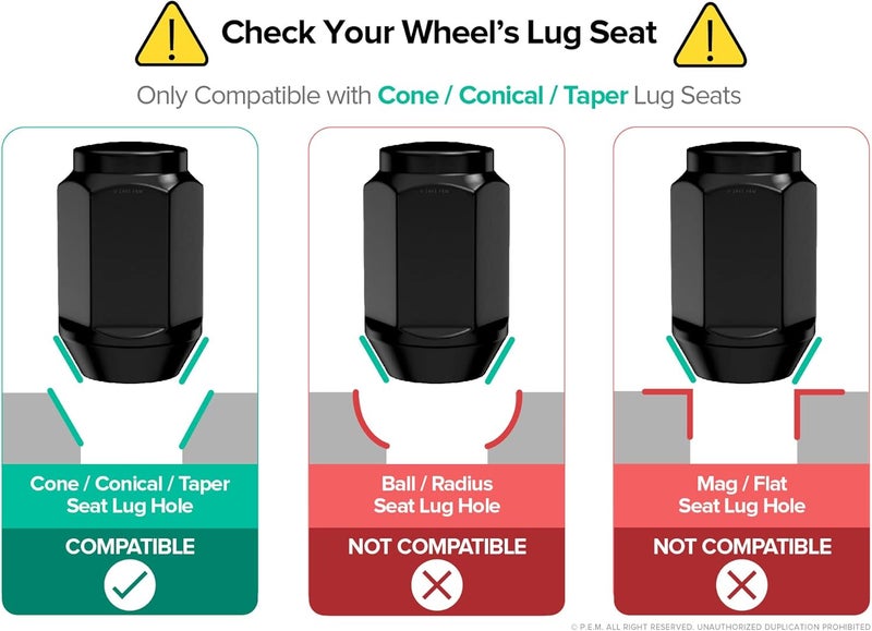 StanceMagic 24pc Black Bulge Lug Nuts - 7/16"-20 Thread Size - Conical Cone Taper Acorn Seat Closed End - 1.4" Length - Image 4
