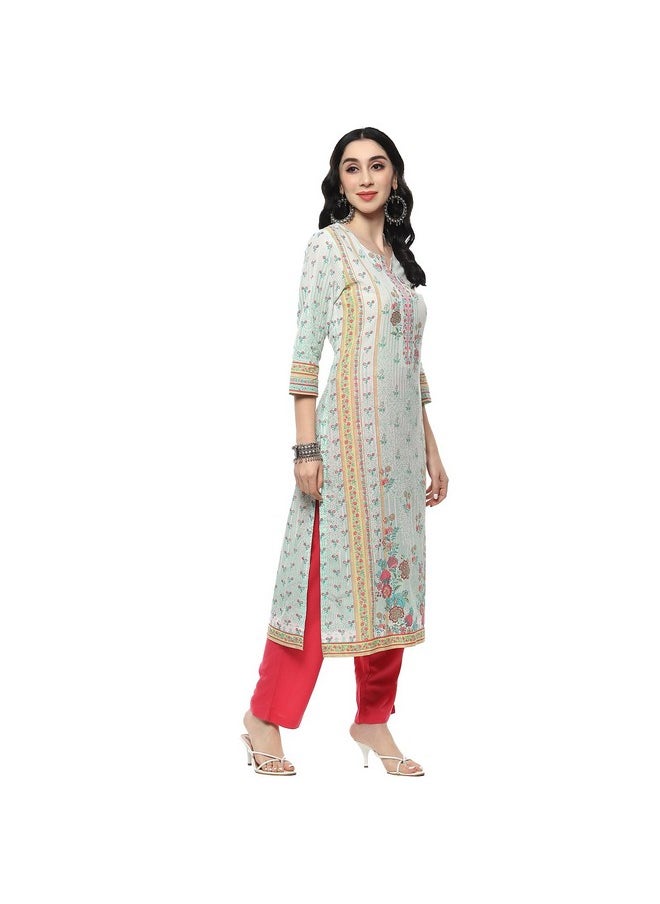 Biba - BIBA Women Printed Straight Kurta Mix and Match(ASSORTED20622_Mint_42) - Image 1