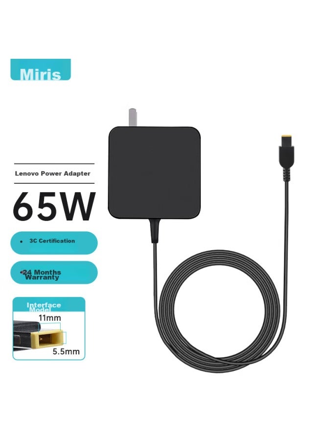 Mryc Lenovo Laptop Charger, Thinkpad 20v 3.25a 65w Square Port Universal, Compatible With E560 T460s X240 X260 E470, Computer Power Adapter Cable - Image 1