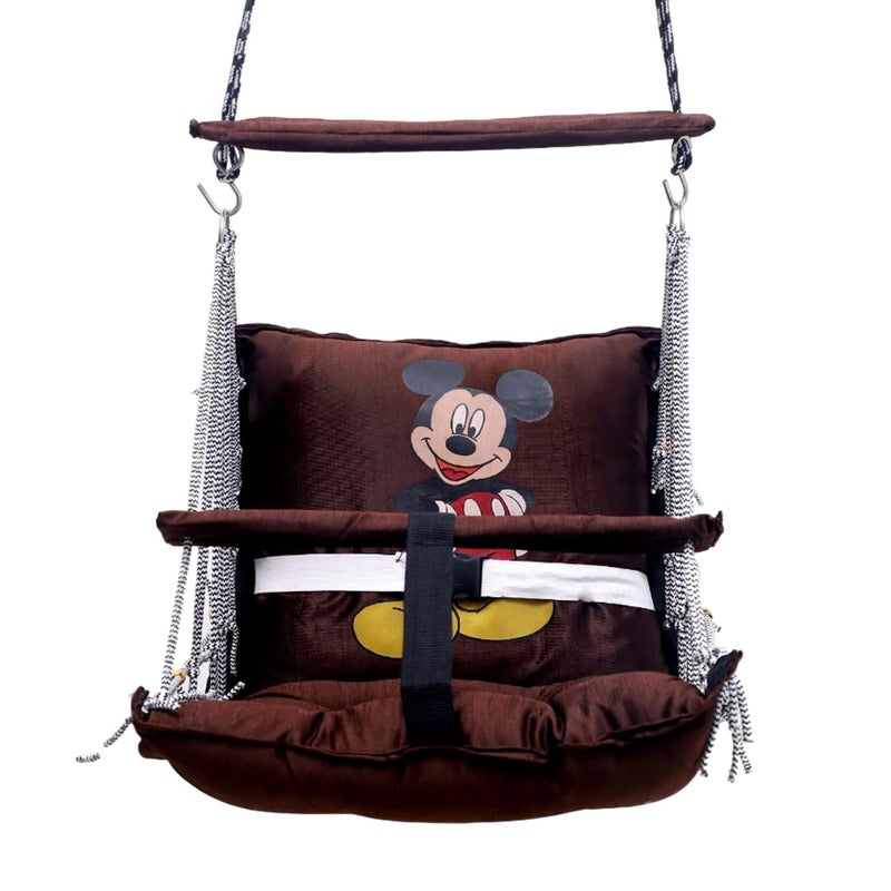 JULJULIA أرجوحة أطفال معلقة كرسي يويالا جولا للبالغين والأطفال داخلية وخارجية شرفة متينة من القطن داخل/خارج جولا للشرفة - بني (عبوة من 1) - Image 1