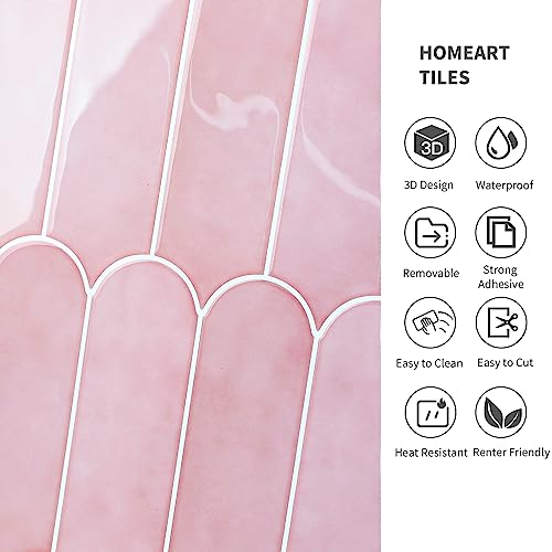 Homeart Pink Peel and Stick Backsplash, Self Adhesive Feather Wall Tiles Renter Friendly Stick on Backsplash for Kitchen Bathroom Laundry (10 Sheets) - Image 5