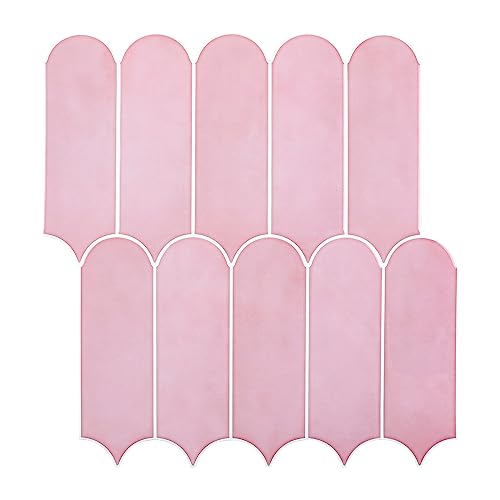 Homeart Pink Peel and Stick Backsplash, Self Adhesive Feather Wall Tiles Renter Friendly Stick on Backsplash for Kitchen Bathroom Laundry (10 Sheets) - Image 1