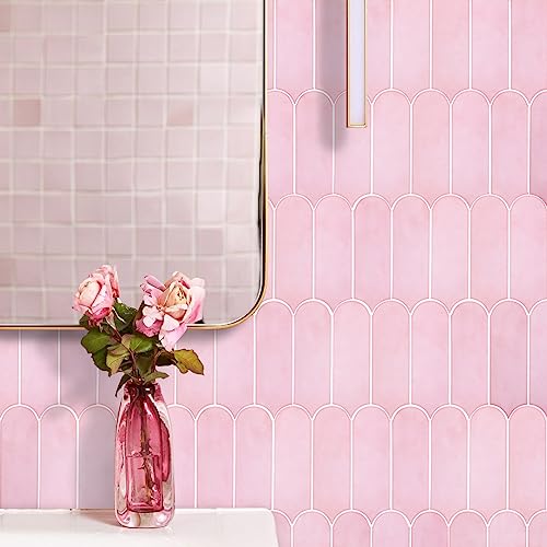 Homeart Pink Peel and Stick Backsplash, Self Adhesive Feather Wall Tiles Renter Friendly Stick on Backsplash for Kitchen Bathroom Laundry (10 Sheets) - Image 3