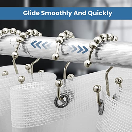Utopia Bedding Double Glide Roller Set of 12 Shower Curtain Hooks, Double Sided Rings, Rust Proof Shower Curtain Rings, Nickel - Image 5