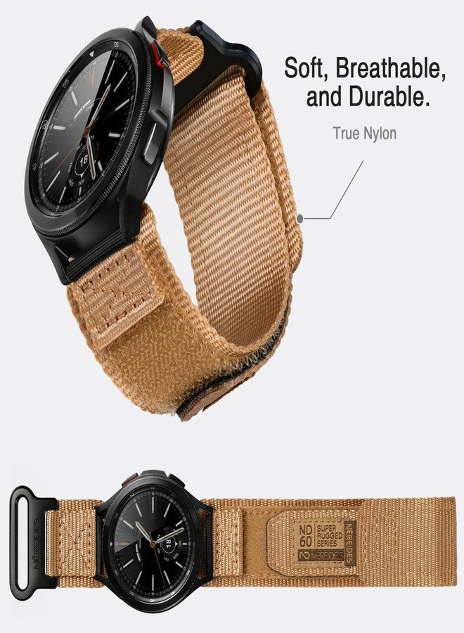 Nereides Band Compatible with Samsung Galaxy Watch 7 6 5 4 40mm 44mm/ Watch 6 4 Classic/Watch 5 Pro/Watch 3 Classic 41mm/Active 2, 20mm Nylon Replacement Sports Strap for Men Women(Light Brown,L) - Image 3