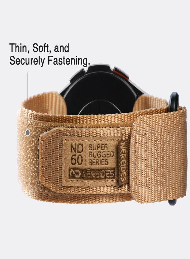 Nereides Band Compatible with Samsung Galaxy Watch 7 6 5 4 40mm 44mm/ Watch 6 4 Classic/Watch 5 Pro/Watch 3 Classic 41mm/Active 2, 20mm Nylon Replacement Sports Strap for Men Women(Light Brown,L) - Image 5